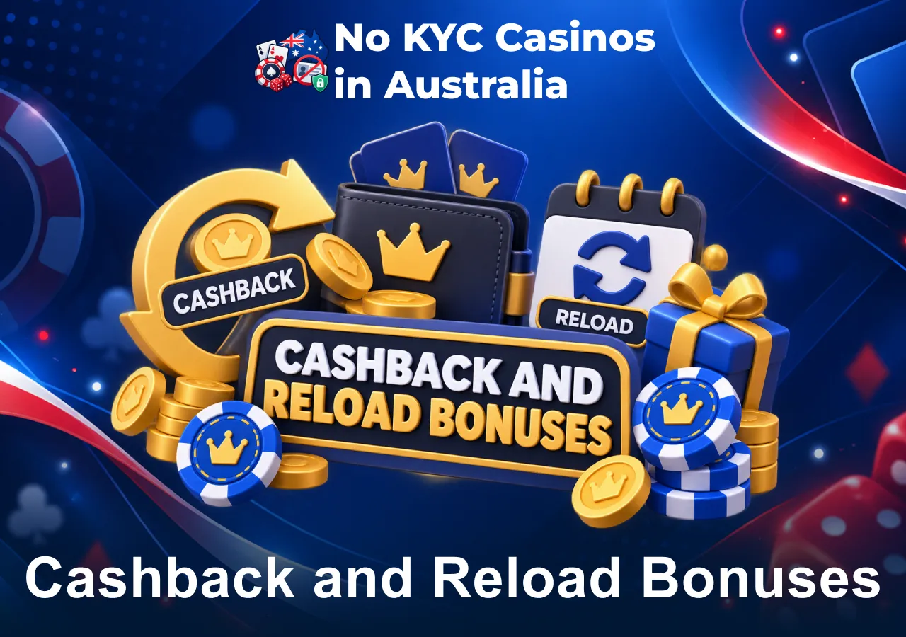 Cashback and reload bonuses with casino rewards, coins and recurring offers.